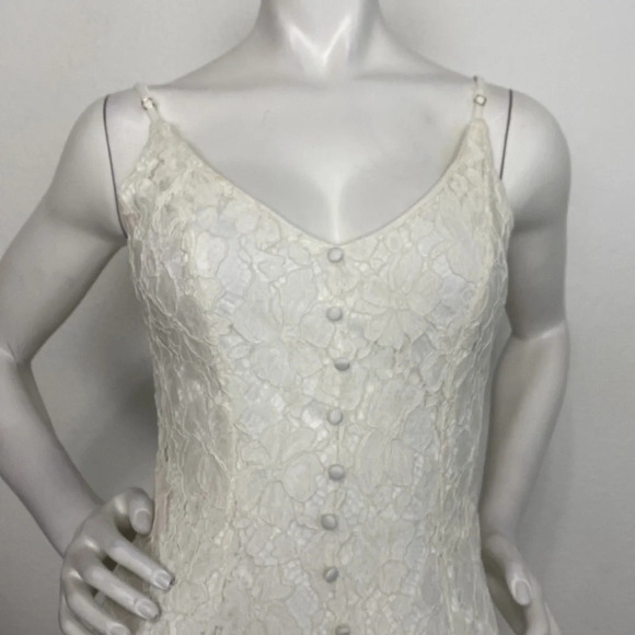 Lulus Floral V-Neck Open Back Easy Love White Lace Skater Mini Dress Size S - Picture 4 of 10